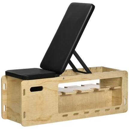 Banc de musculation avec support pour haltères, 1 panier de rangement, réglable