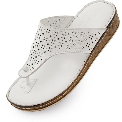 Damskie Skórzane Klapki Japonki Nell Klapki Białe