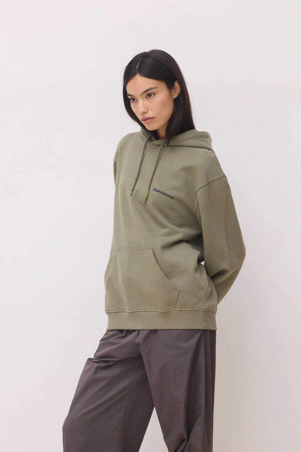 Sudadera con Capucha Blue Banana Olive Green de Algodón 100% Orgánico 4/7