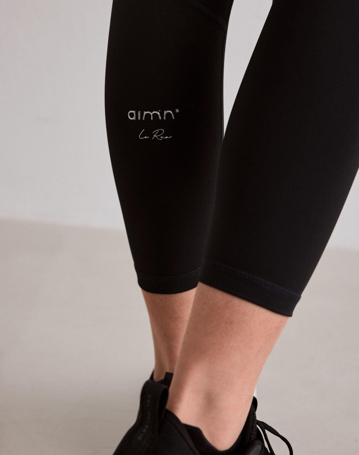 Mallas Mujer Para Correr Largo 7/8 Cintura Alta Squat Proof Bolsillos Negro 4/6