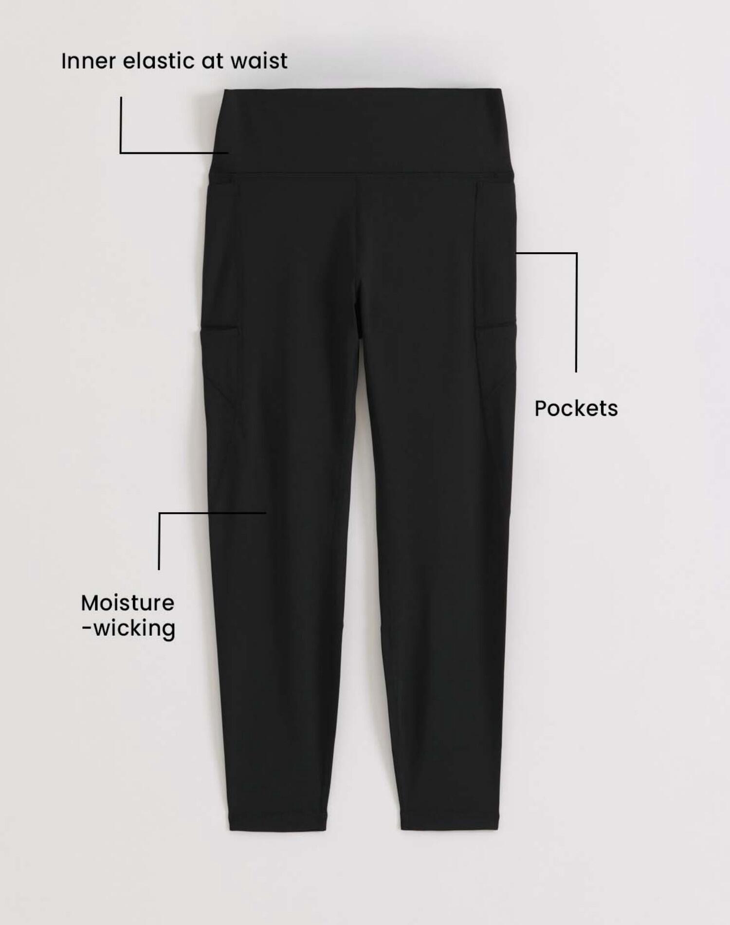 Mallas Mujer Para Correr Largo 7/8 Cintura Alta Squat Proof Bolsillos Negro 6/6