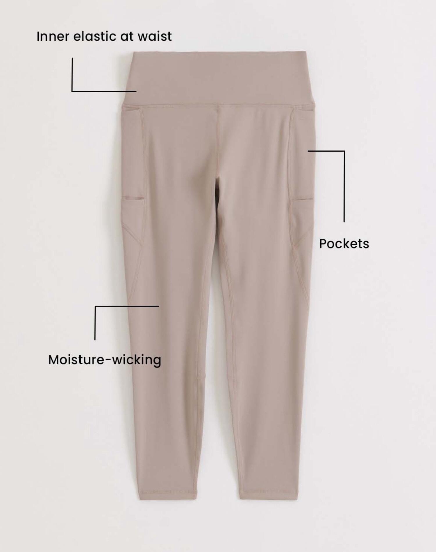 Mallas Mujer Para Correr Largo 7/8 Cintura Alta Squat Proof Bolsillos Beige 5/5