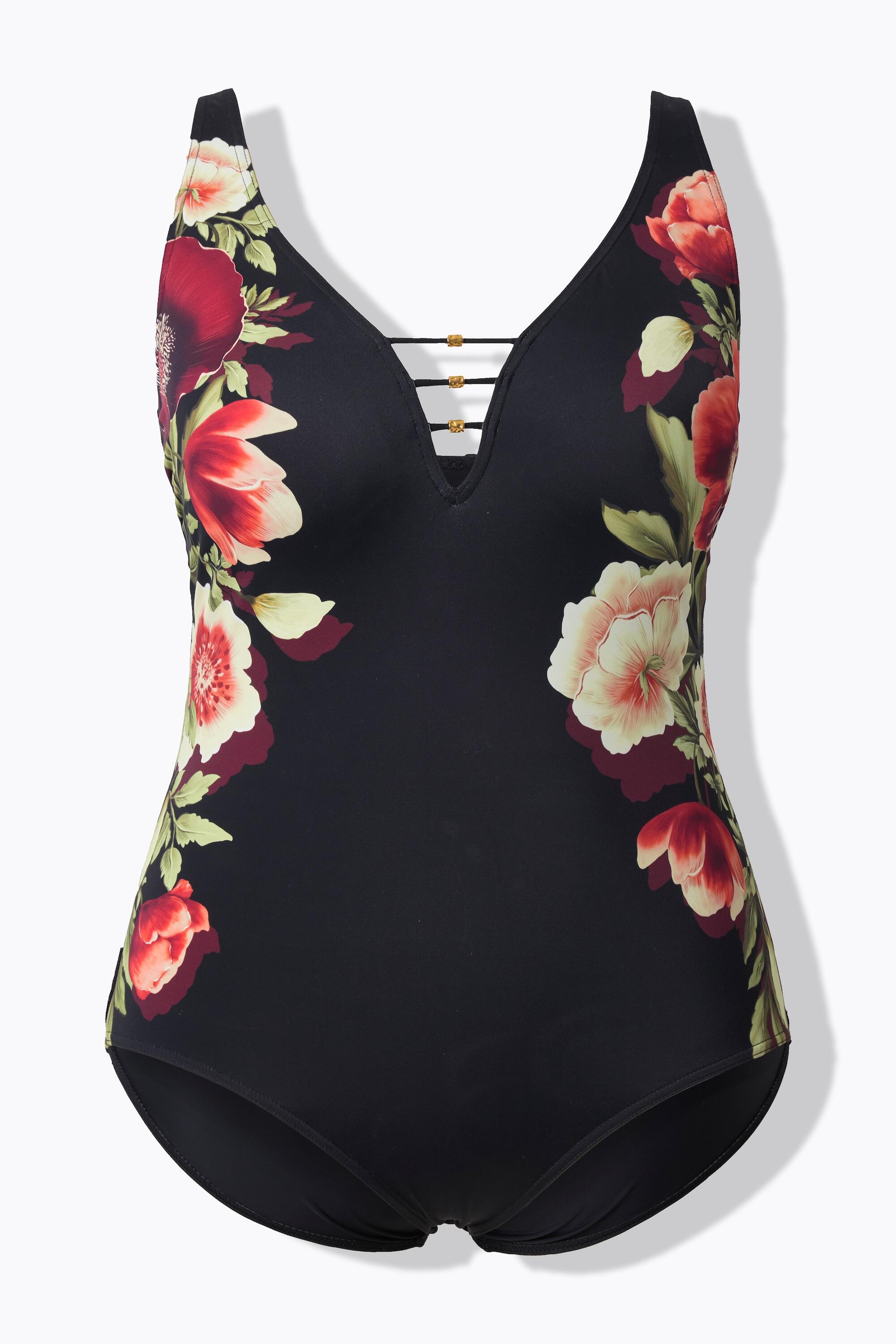 Dames Badpak bloemen zachte cups sierbanden gerecycled 7/7
