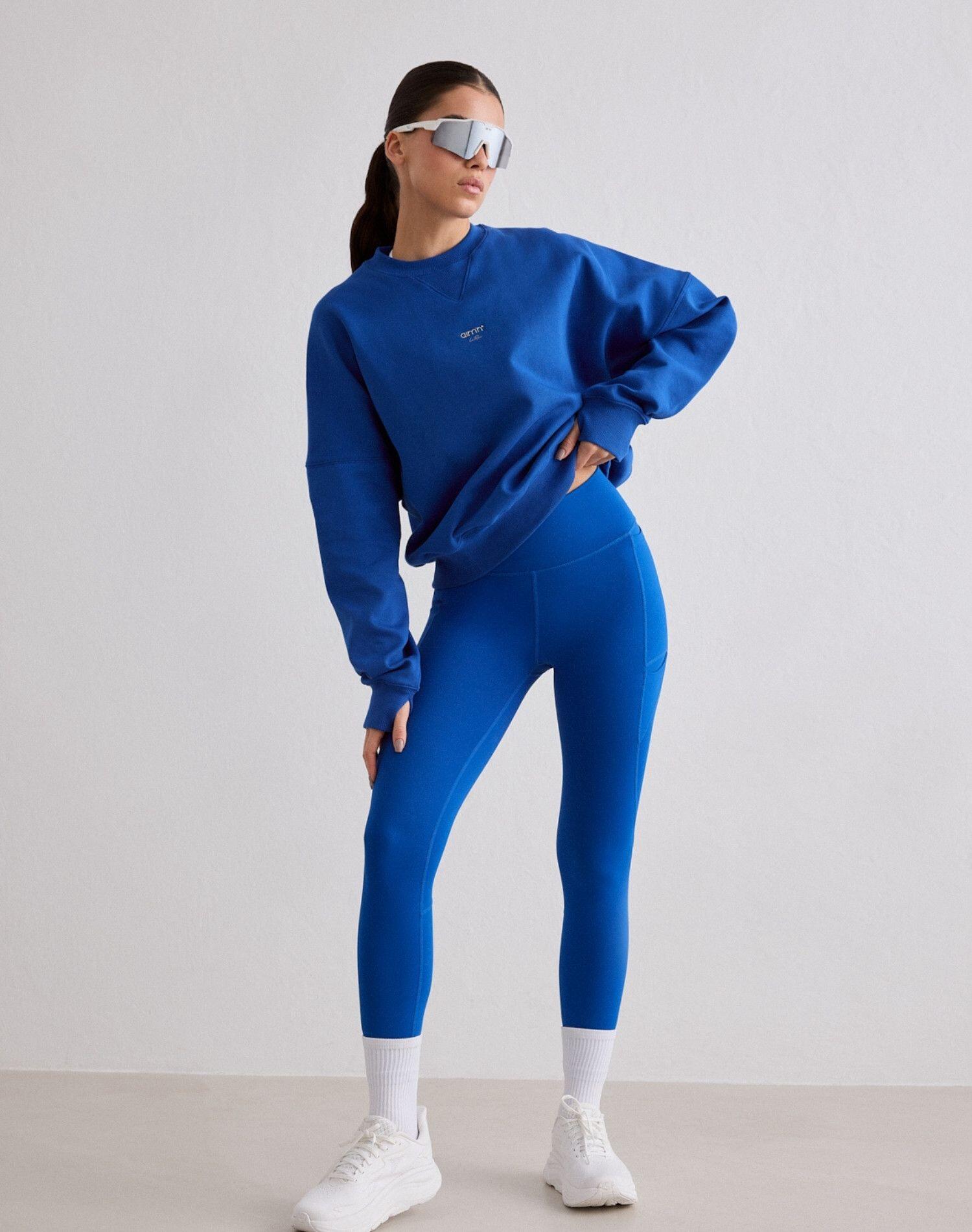Damskie legginsy biegowe 7/8 wysoki stan, squat proof, kieszenie Le Run lazurowe