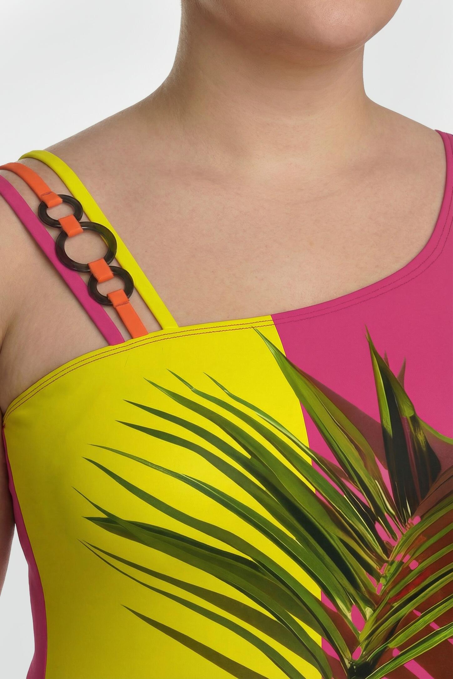 Femme Maillot de bain à bonnets souples motif palmier et bretelles triples 3/7