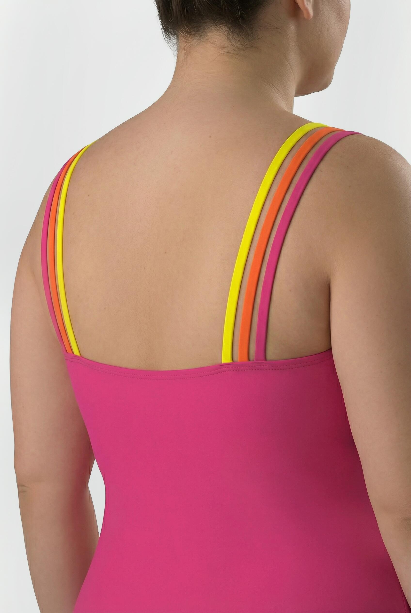 Femme Maillot de bain à bonnets souples motif palmier et bretelles triples 5/7