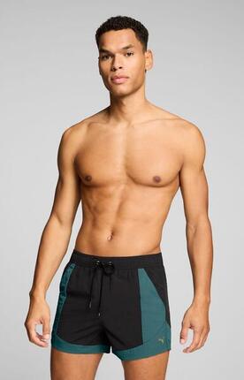 Herren-Badeshorts - Crinkle Colour Block - Schwarz/Mint Jelly