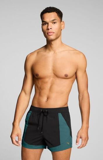 Herren-Badeshorts - Crinkle Colour Block - Schwarz/Mint Jelly