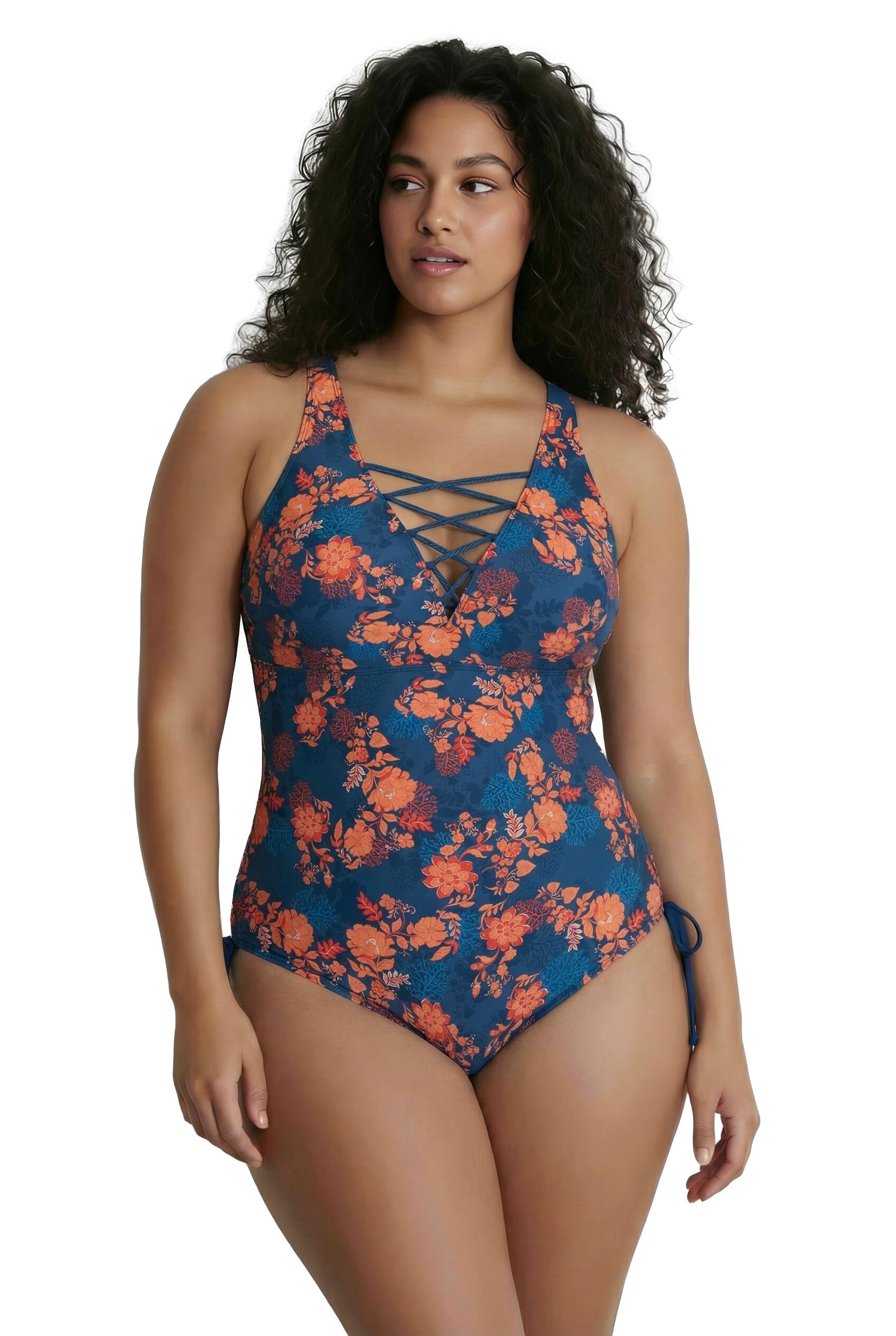 Femme Maillot de bain avec bonnets souples laçage matière recyclée 6/7