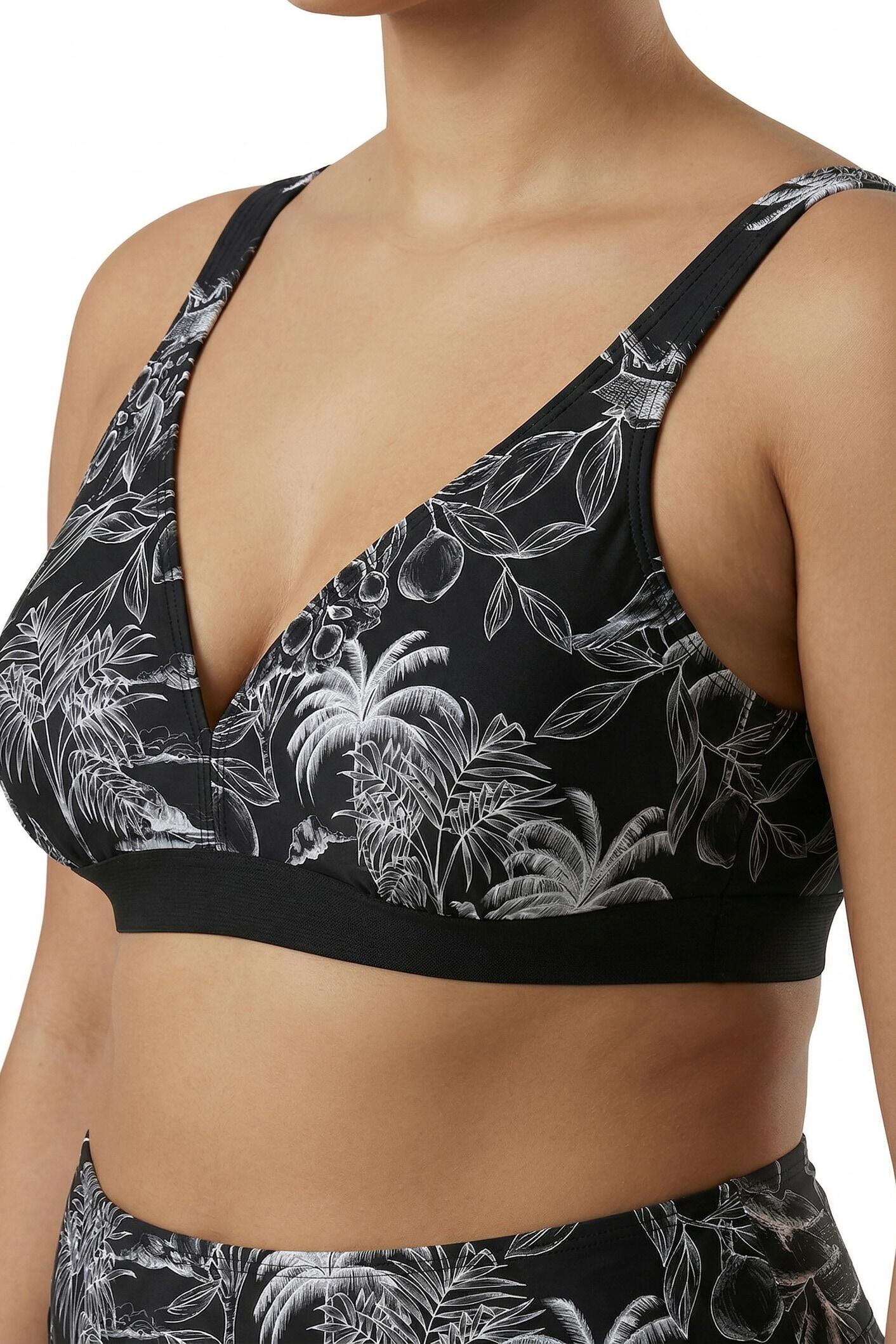 Femme Bikini motif palmiers sans bonnets souples bretelles réglables 3/7