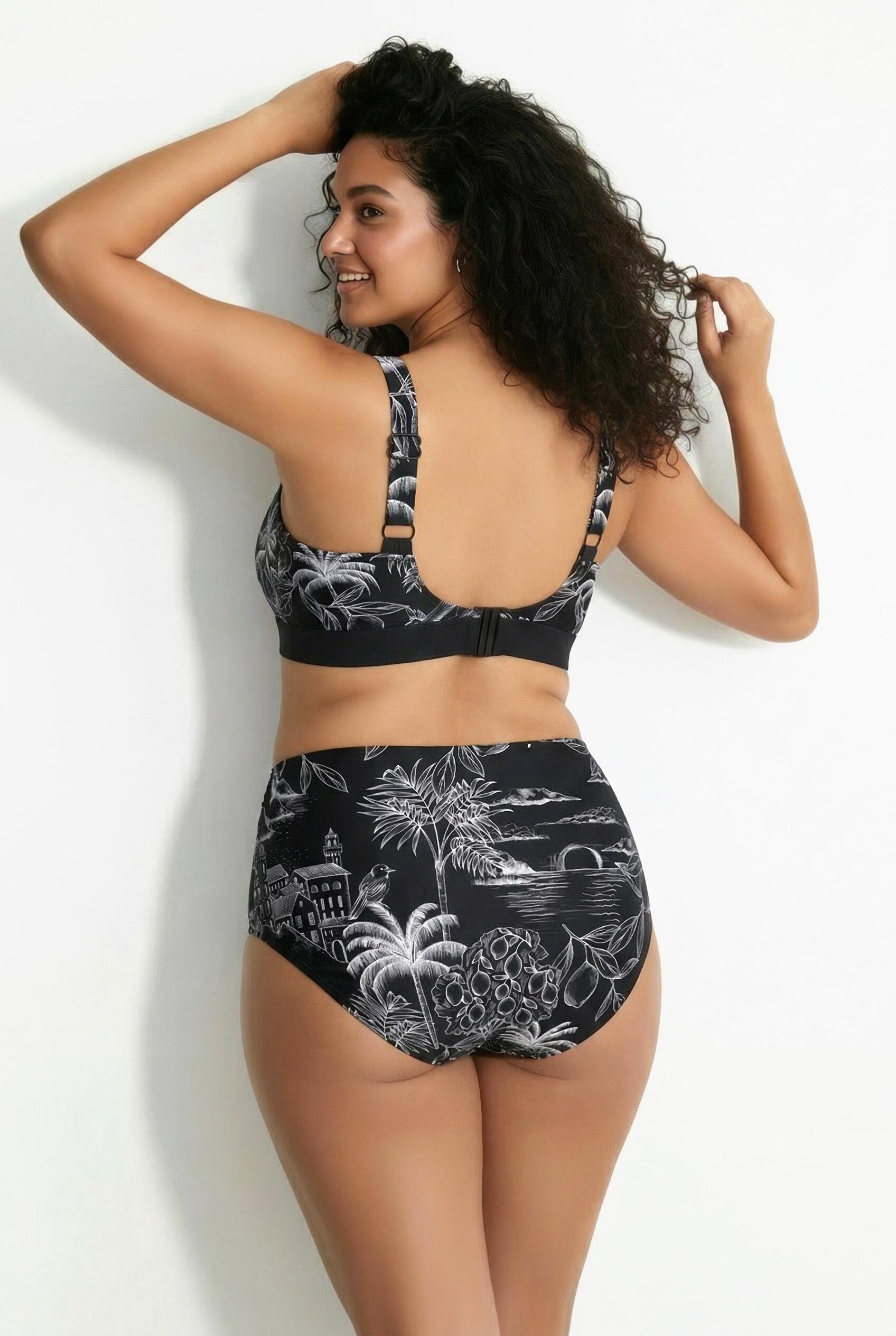 Femme Bikini motif palmiers sans bonnets souples bretelles réglables 2/7