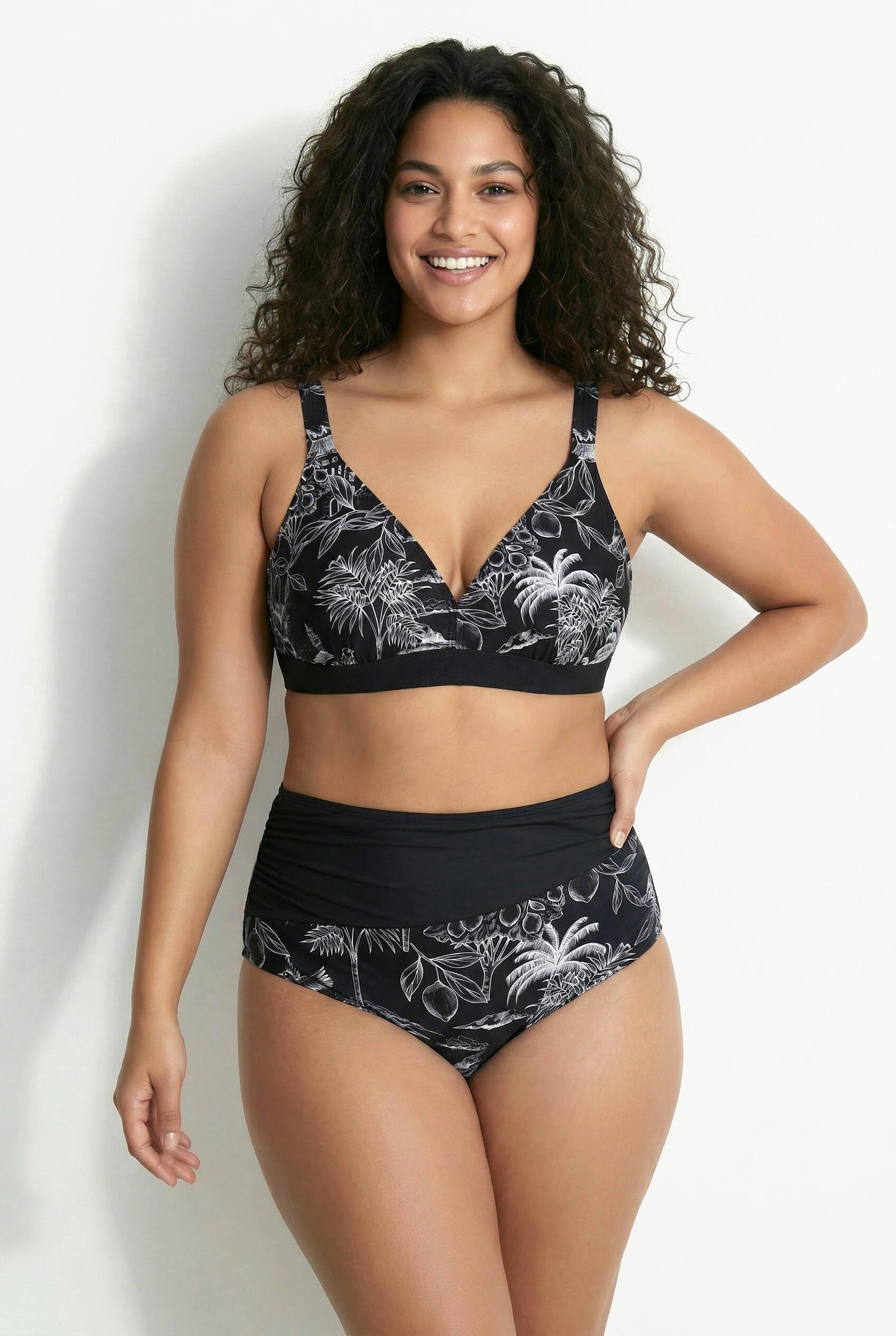 Femme Bikini motif palmiers sans bonnets souples bretelles réglables 7/7