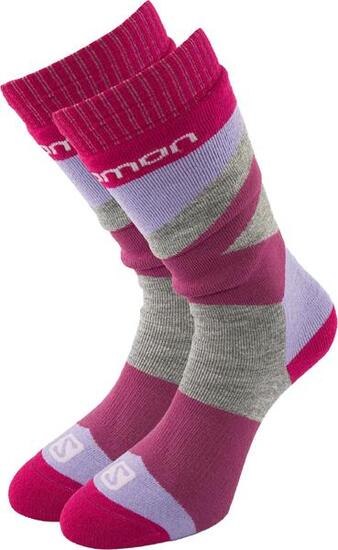 Calzini da sci Salomon Jr Team 2-pack viola/grigio rosa