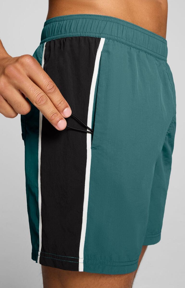 Short de bain homme - Short mi-long - Crinkle T7 - ​​Noir / Menthe Gelée 3/7