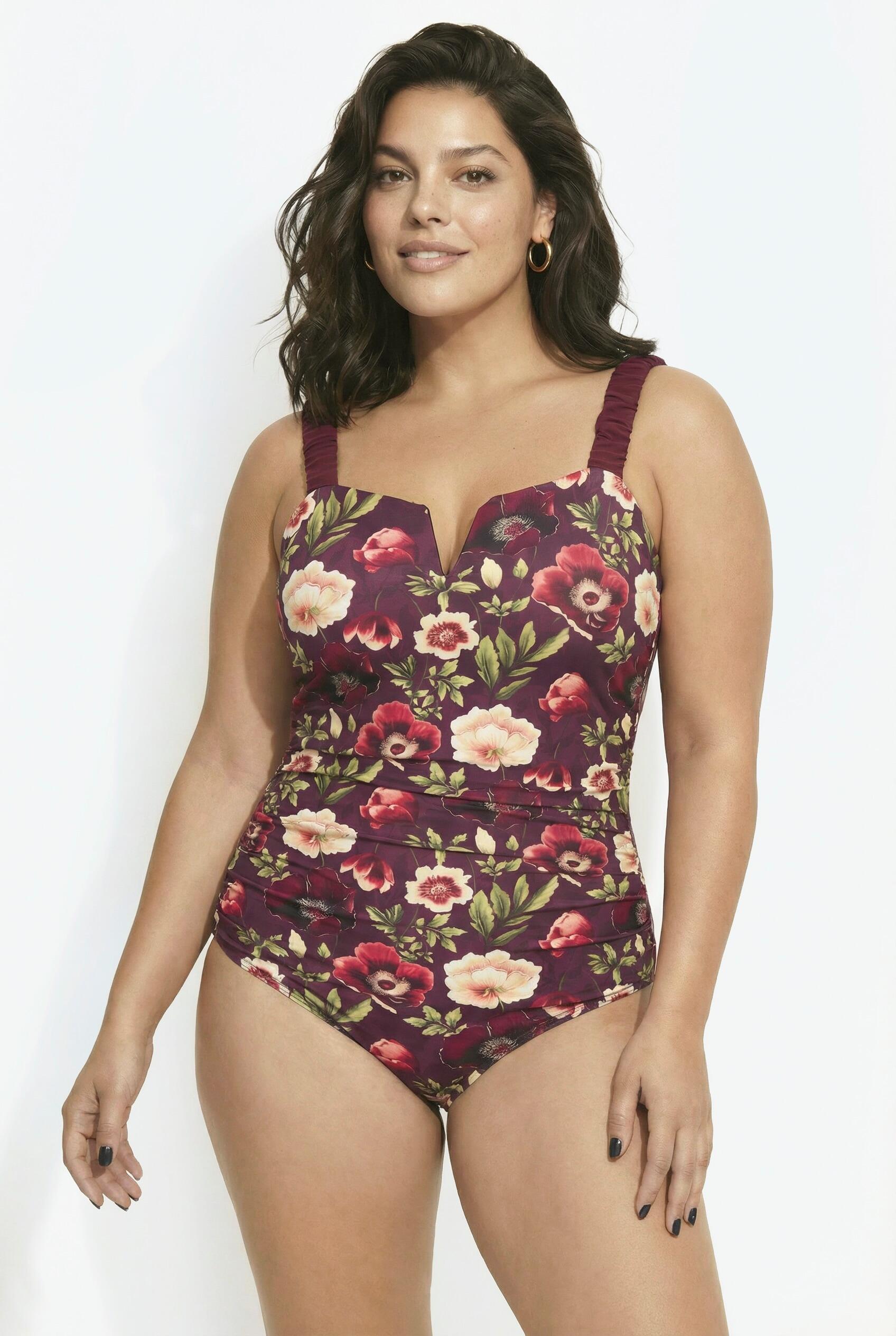 Femme Maillot de bain bonnets souples motif floral et bretelles « scrunchie » 1/7