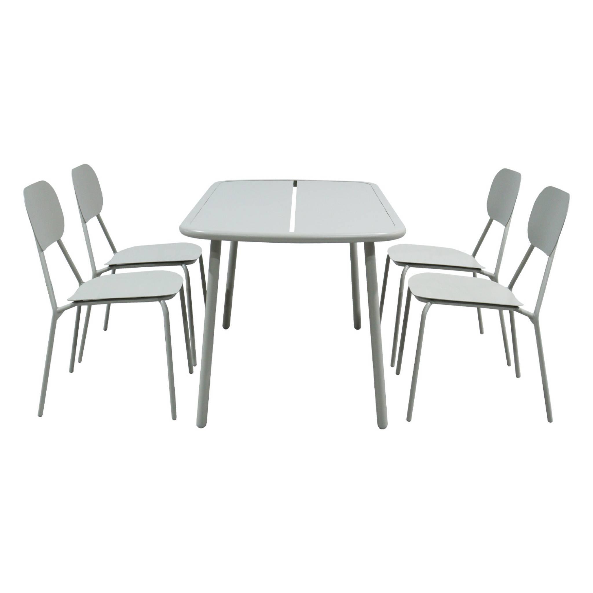 Conjunto de jardim com mesa em alumínio com 4 cadeiras, Cinza 3/3