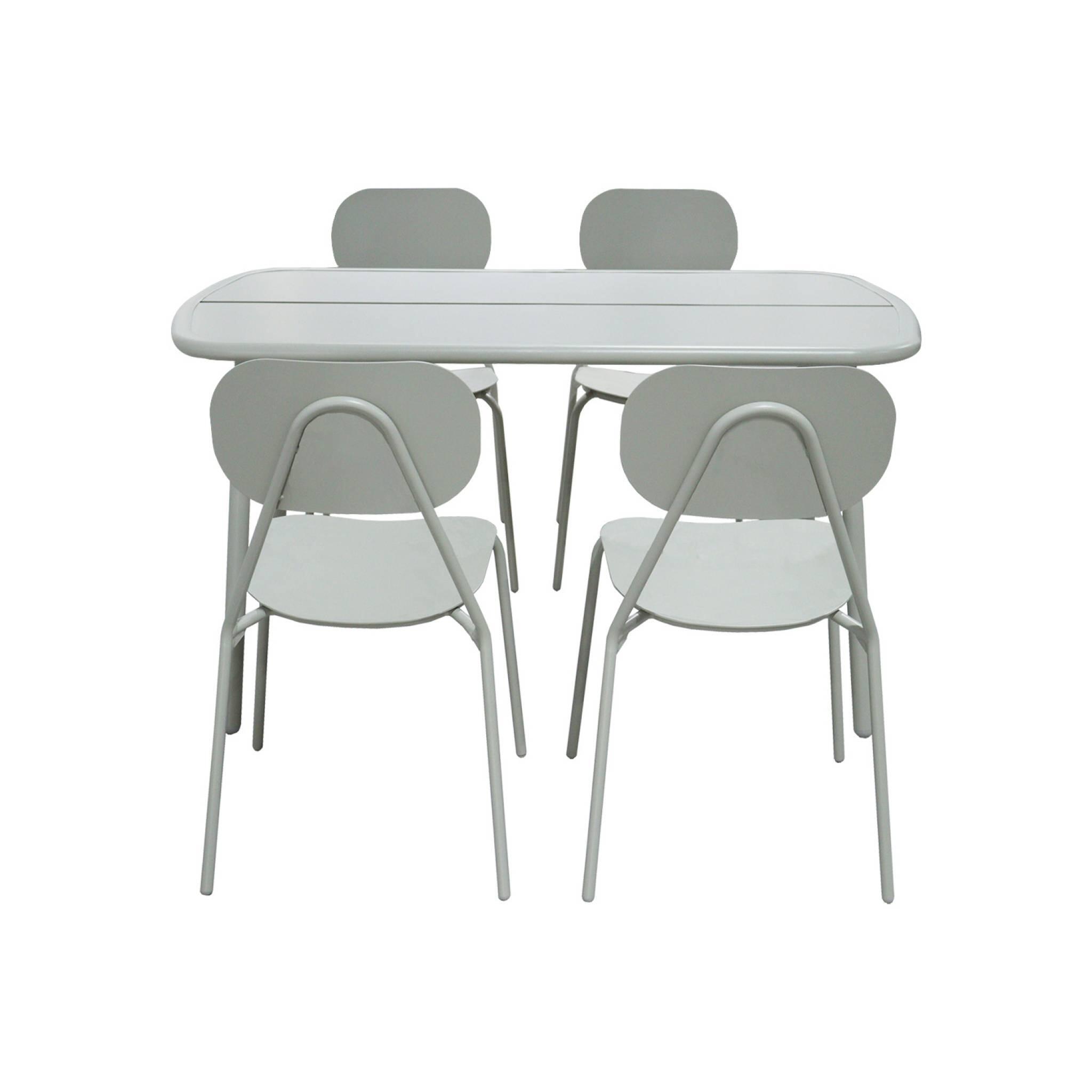 Conjunto de jardim com mesa em alumínio com 4 cadeiras, Cinza 2/3