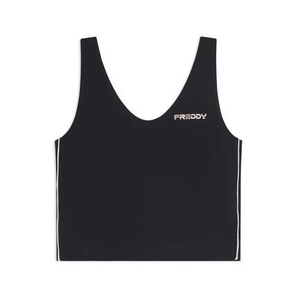 Cropped slim fit top met V-hals van quick dry jersey