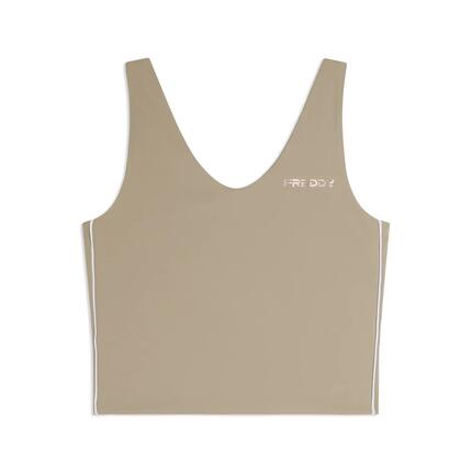 Cropped slim fit top met V-hals van quick dry jersey