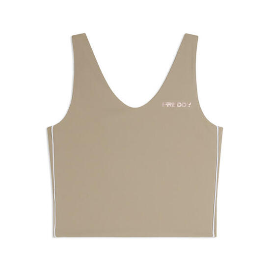 Cropped slim fit top met V-hals van quick dry jersey