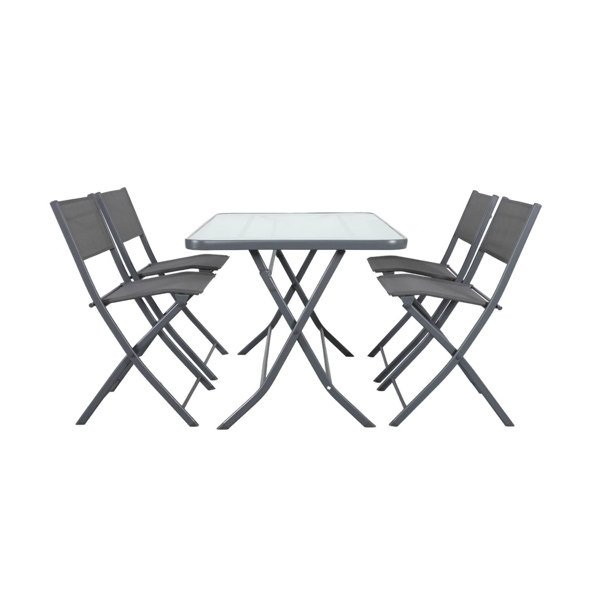 Mesa de jardim dobrável de aço com 4 cadeiras, Antracite 5/5
