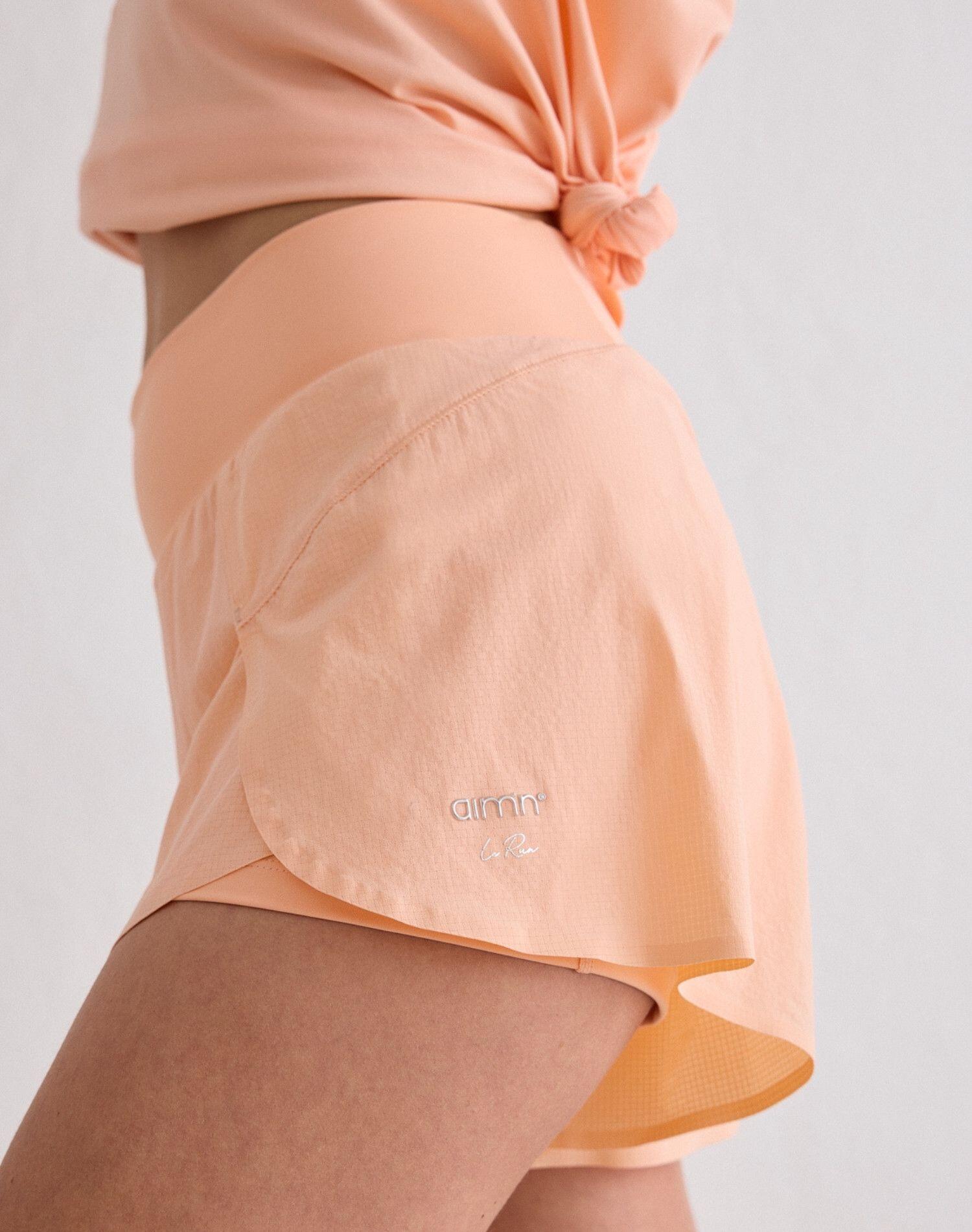Damen Laufshorts 2-in-1 Schnelltrocknend Atmungsaktiv Pfirsich 3/7