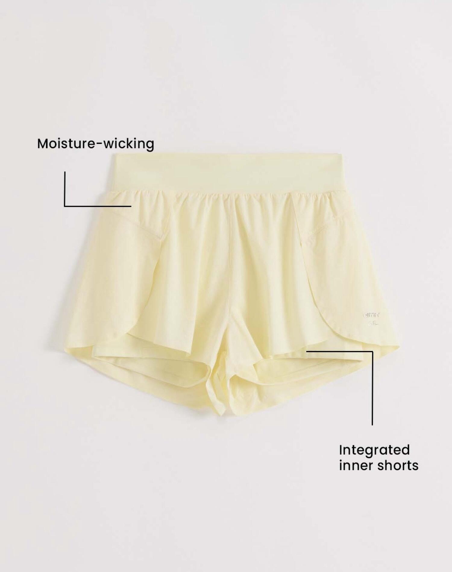 Shorts da Corsa da Donna 2‑in‑1 Traspiranti ad Asciugatura Rapida Bianco Limone 7/7