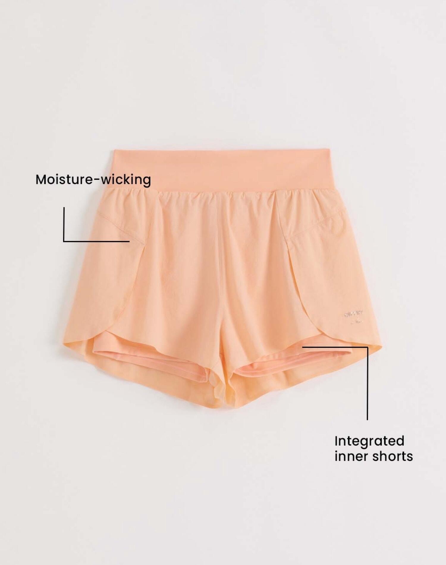 Damen Laufshorts 2-in-1 Schnelltrocknend Atmungsaktiv Pfirsich 7/7