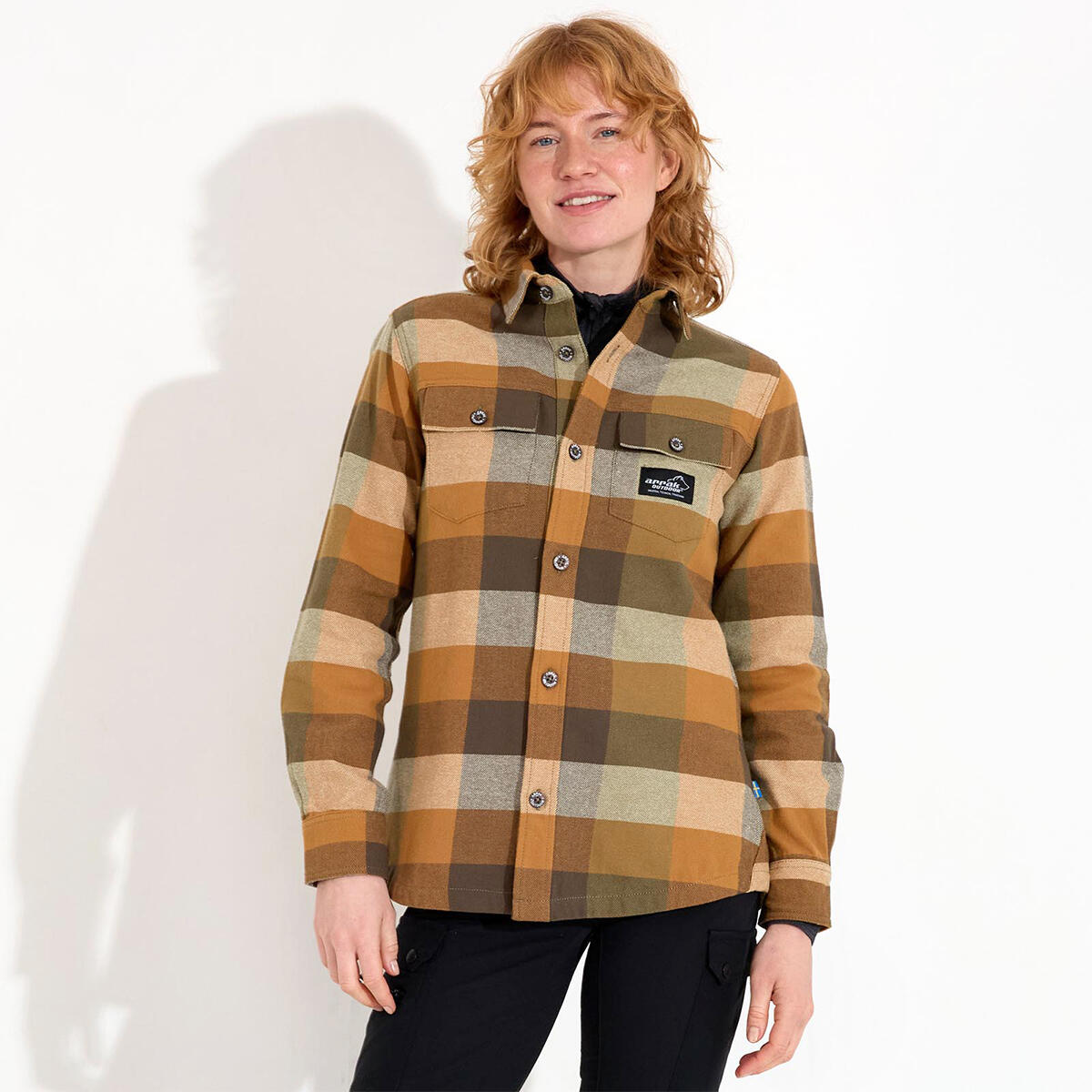 Gefüttertes Flanellhemd Damen Waldgrün 2/6