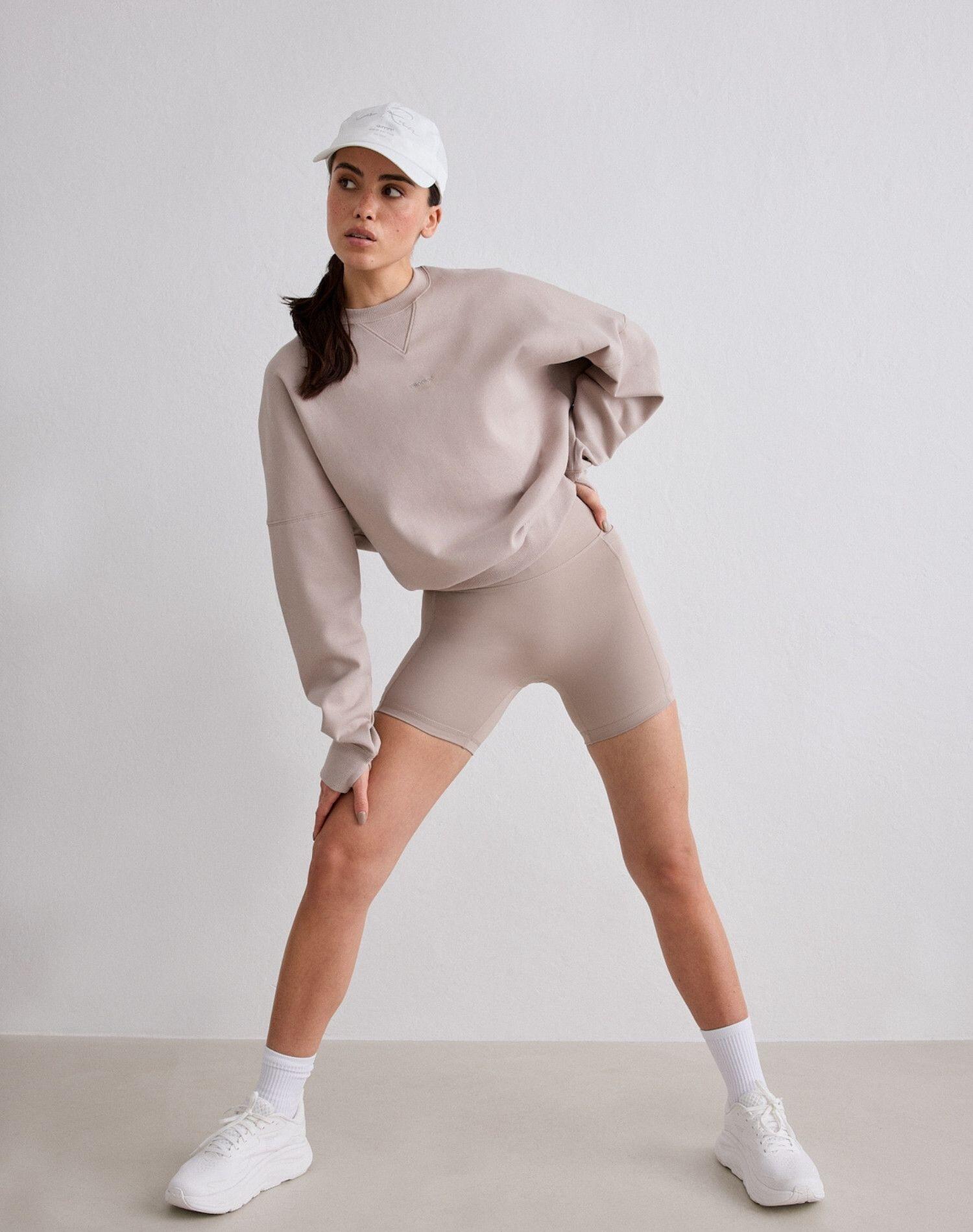 Donna Pantaloncini da Ciclista Vita Alta Midi Asciugatura Rapida Le Run Beige 2/5