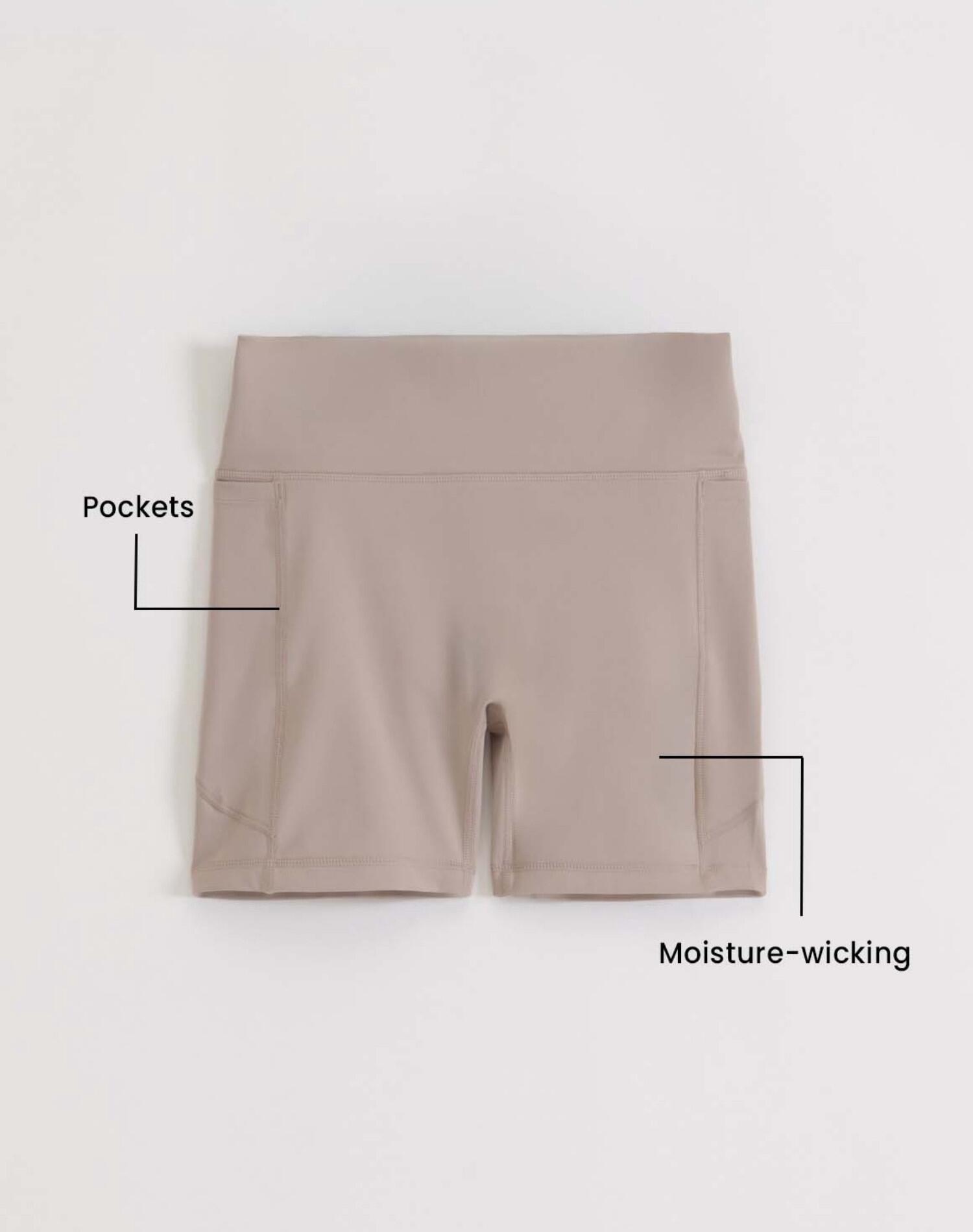 Donna Pantaloncini da Ciclista Vita Alta Midi Asciugatura Rapida Le Run Beige 5/5