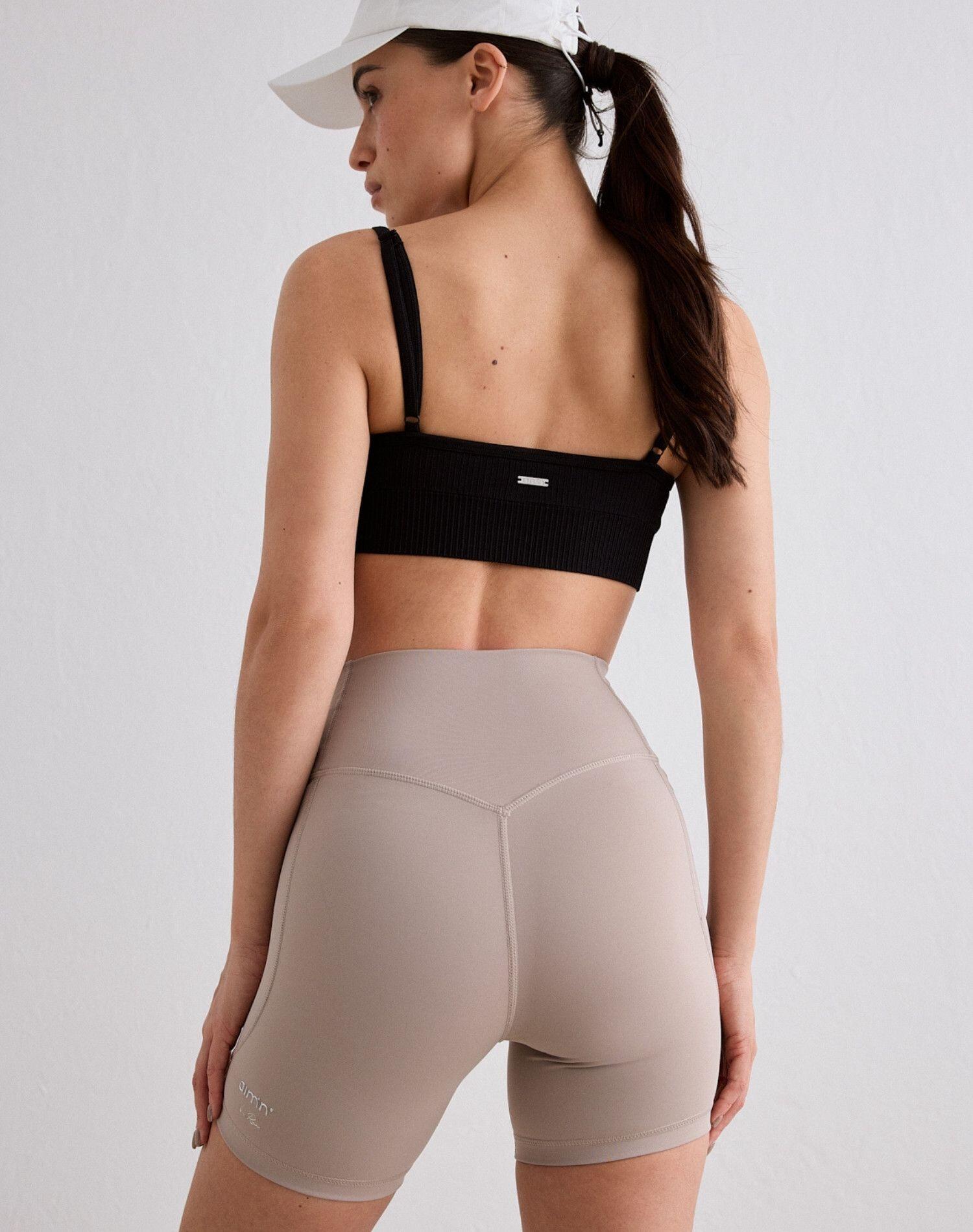 Donna Pantaloncini da Ciclista Vita Alta Midi Asciugatura Rapida Le Run Beige 4/5
