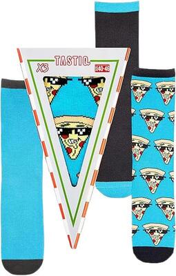 Sokken tastic unisex sokken 3-pack pizza giftbox blauw