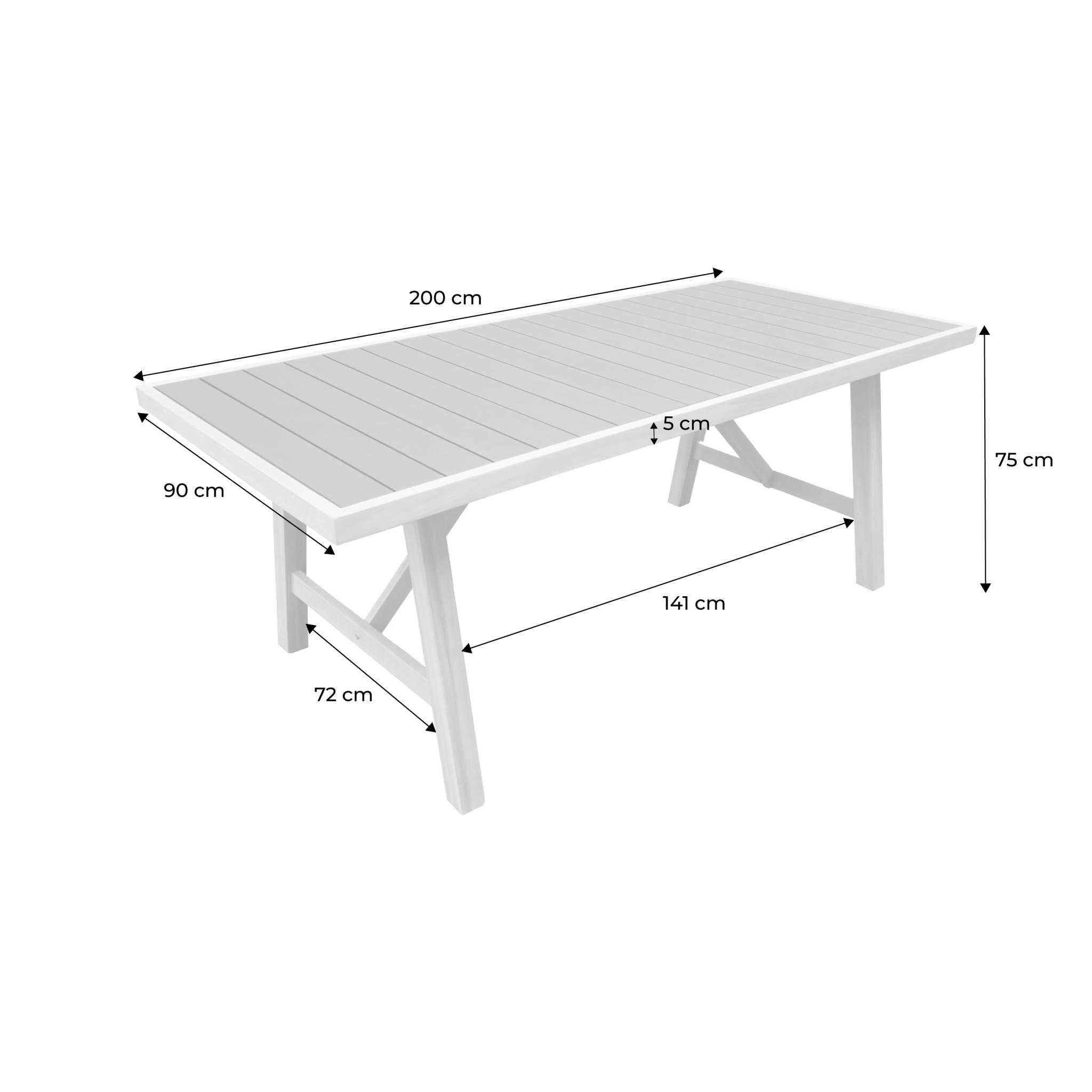 Mesa de jardim em madeira de acácia e alumínio, 8 lugares, Antracite 4/4