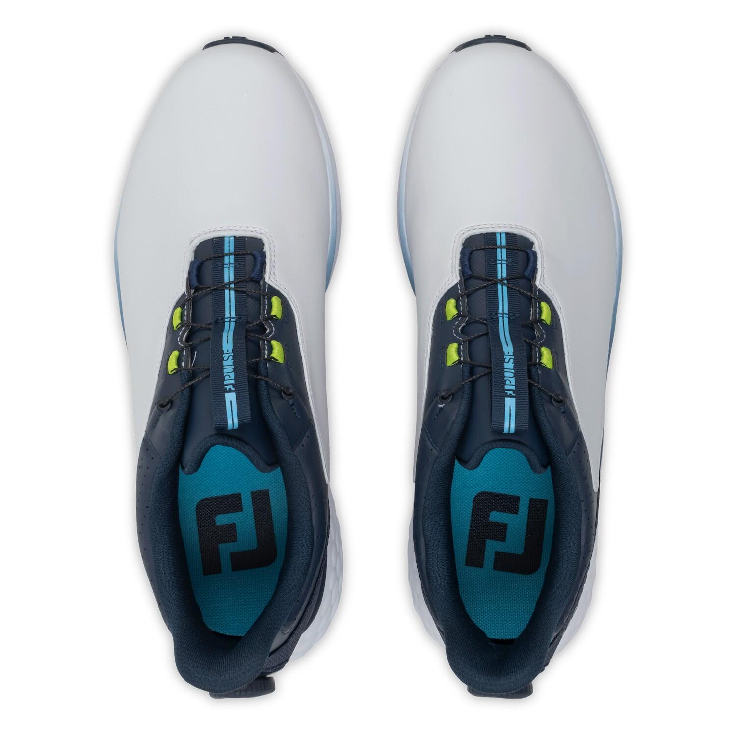 Chaussures de golf Footjoy Pulse BOA pour hommes, blanches et bleues 6/7