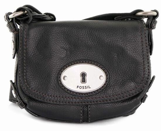 Borsa a mano da donna Fossil Maddox piccola a tracolla con patta nera