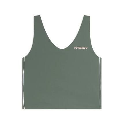 Cropped slim fit top met V-hals van quick dry jersey