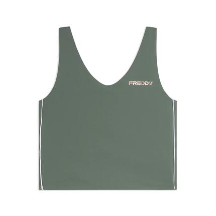 Cropped slim fit top met V-hals van quick dry jersey