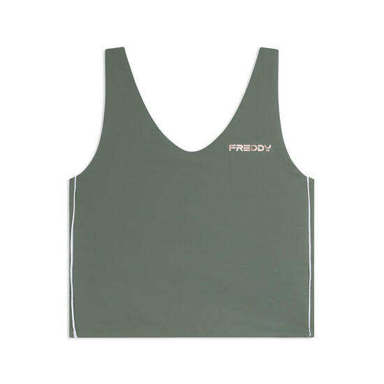 Cropped slim fit top met V-hals van quick dry jersey