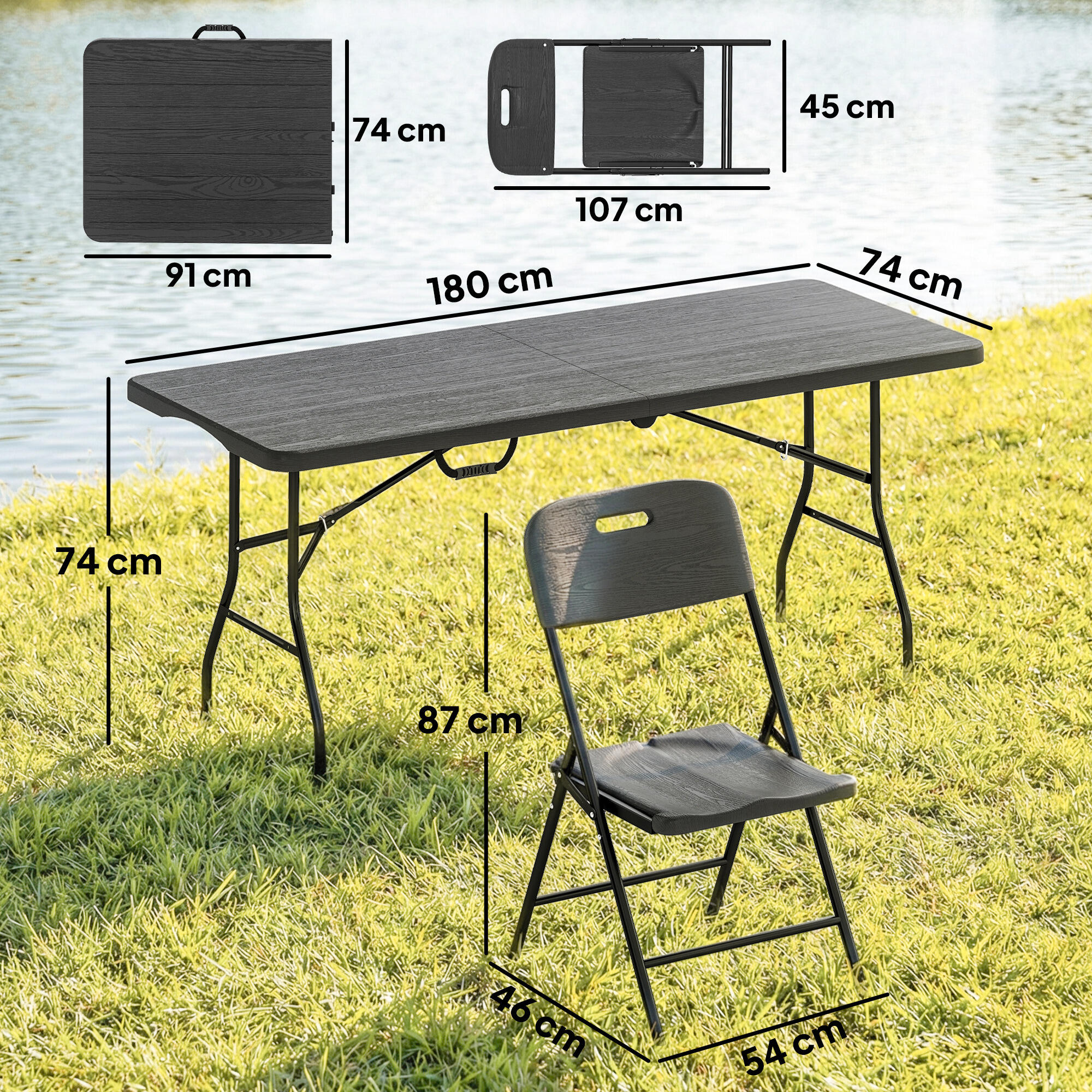 Conjunto de Campismo Outsunny Preto 3/5