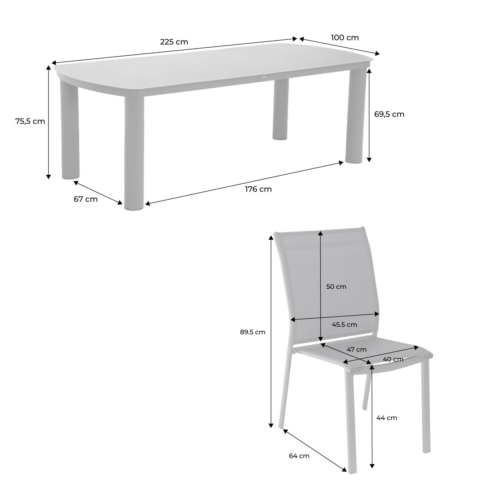 Conjunto de jardim com mesa em alumínio com 8 cadeiras, Verde caqui 4/5