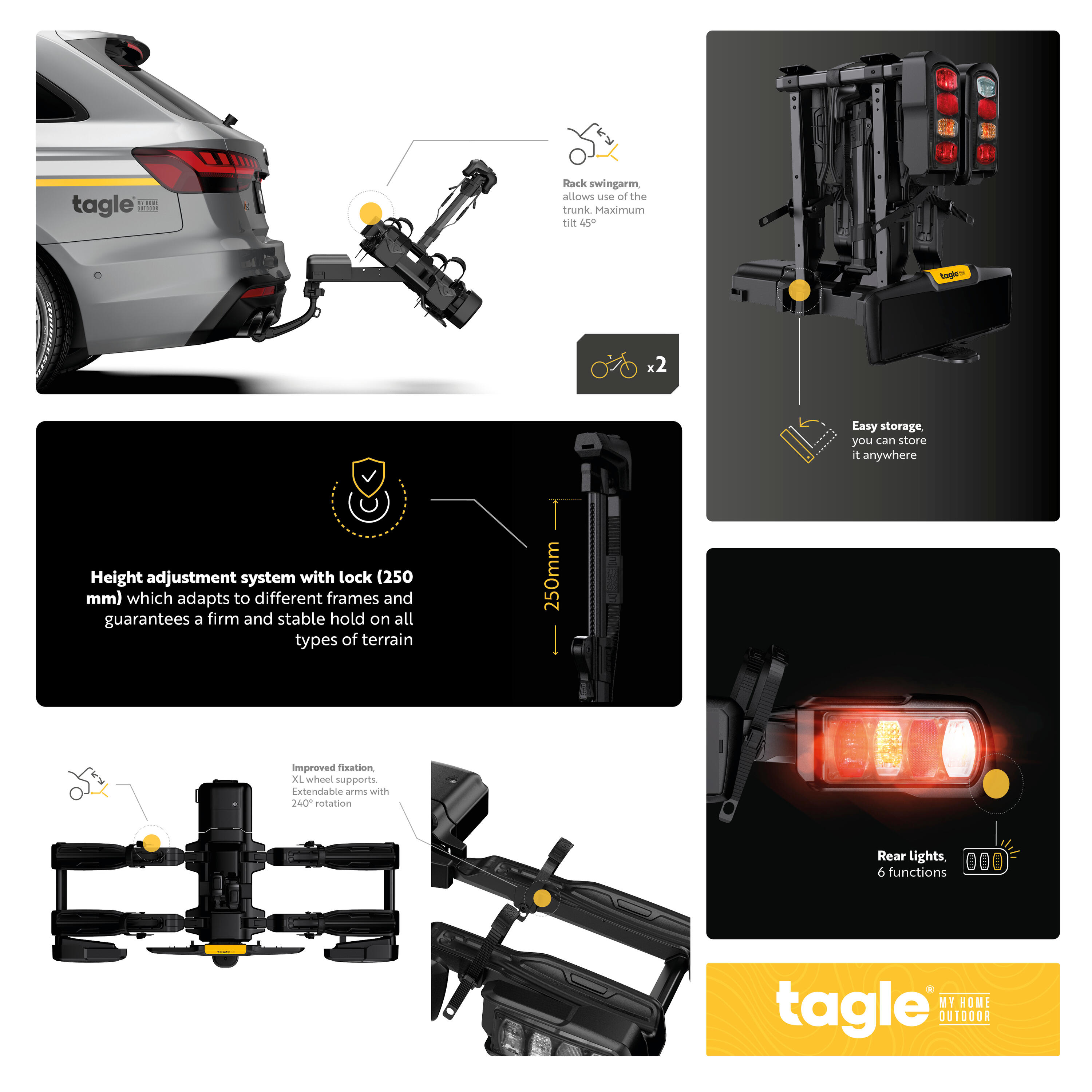 Portabicicletas Tagle Yellowstone 2 bicicletas eléctricas - plegable - antirrobo 3/8