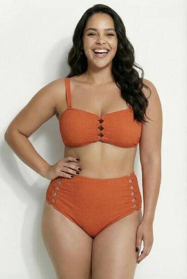 Femme Bikini avec bonnets souples découpes fantaisie et bretelles ajustables