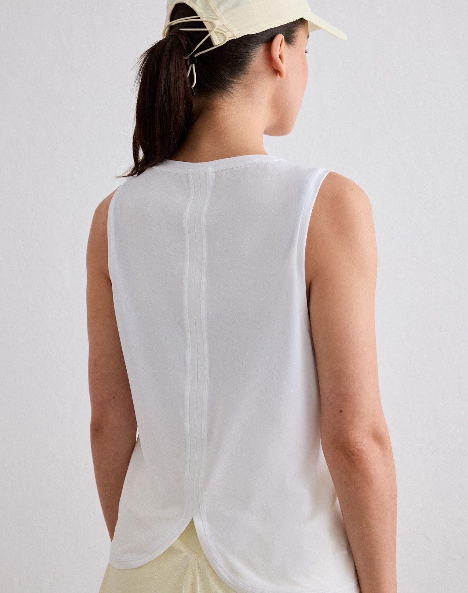 Camiseta Tirantes Mujer Sin Costuras Secado Rápido Transpirable Le Run Blanco 4/5