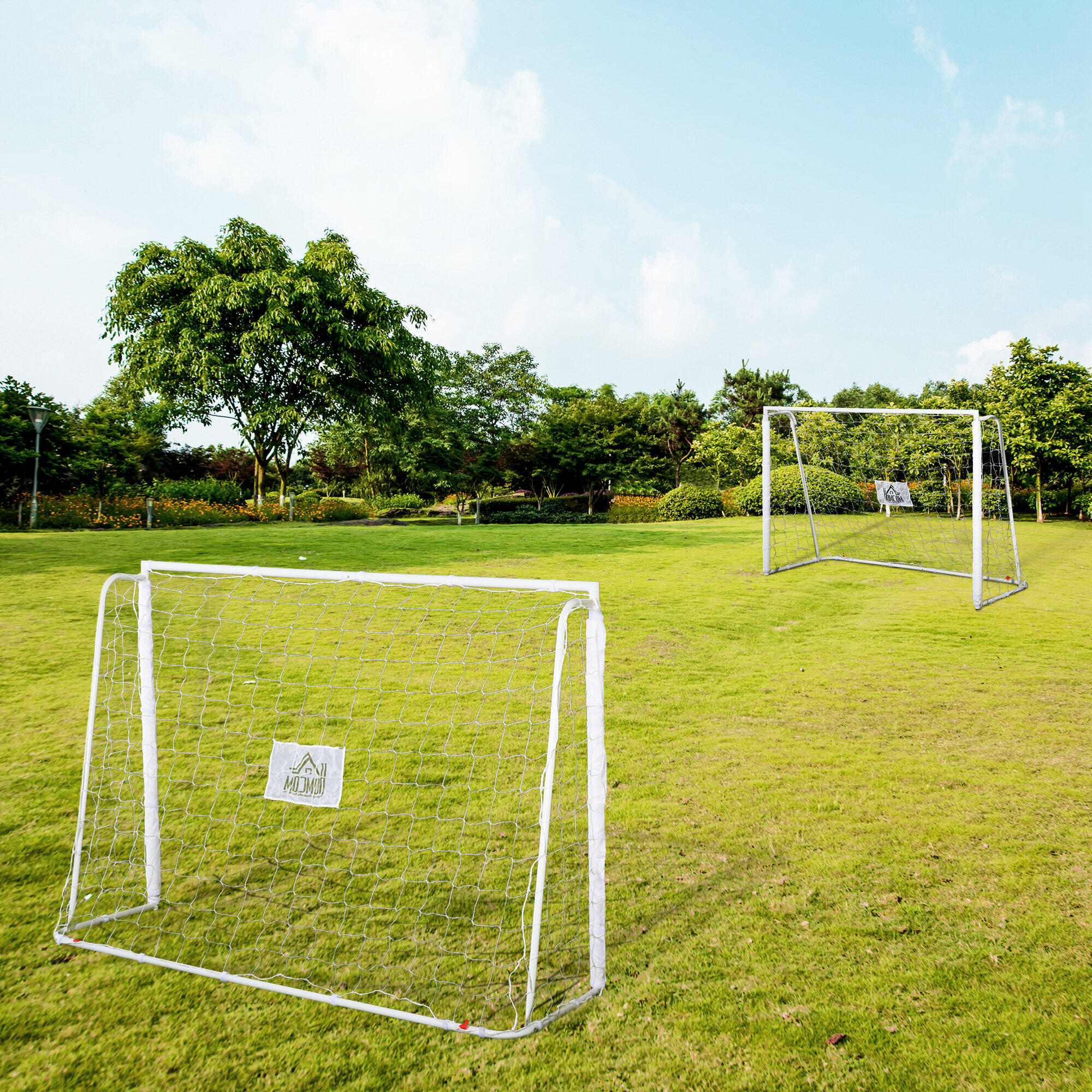 Conjunto de 2 balizas de futebol 186x62x123 cm branco HOMCOM 2/5