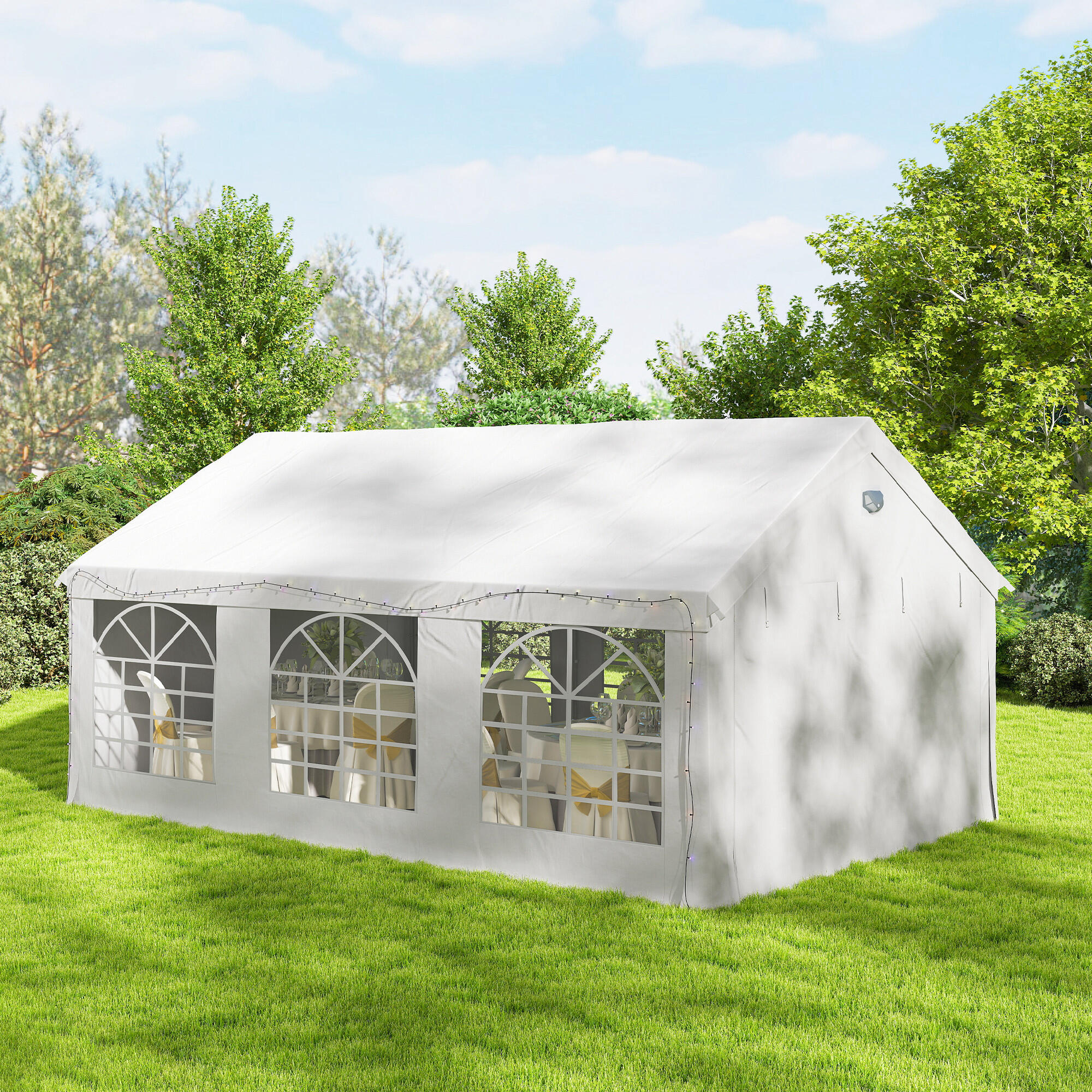 Tenda para Festas Outsunny Branco 5/5