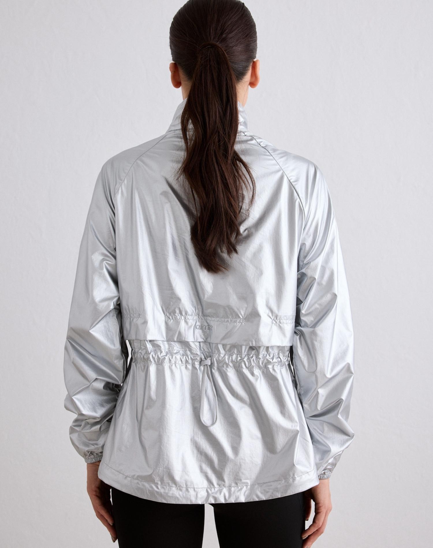 Giacca da Corsa Donna Idrorepellente Antivento Metallica Argento 3/7