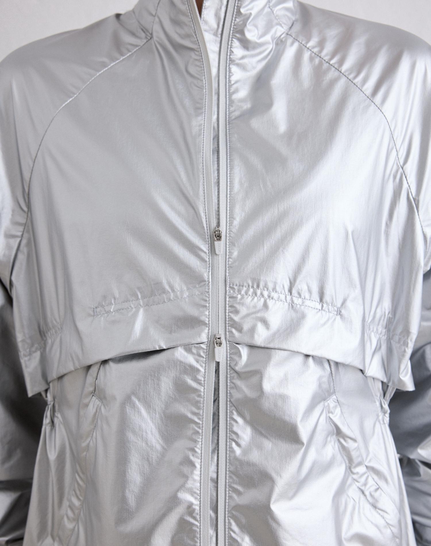 Giacca da Corsa Donna Idrorepellente Antivento Metallica Argento 4/7