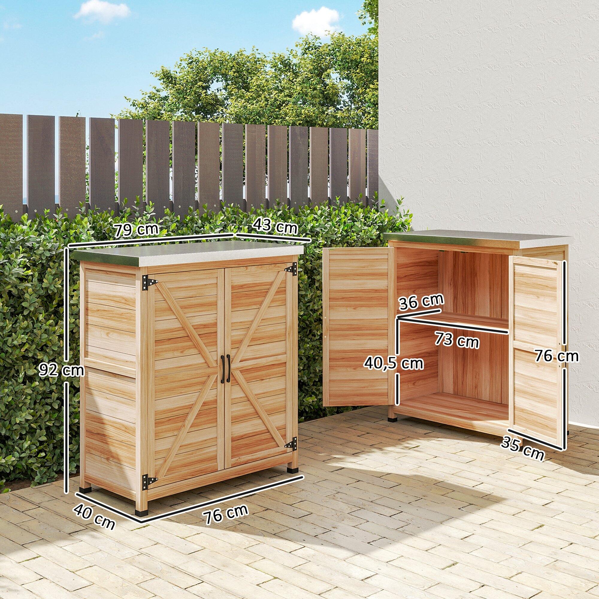 Abrigo de jardim 79x43x92 cm cor de madeira natural Outsunny 3/5