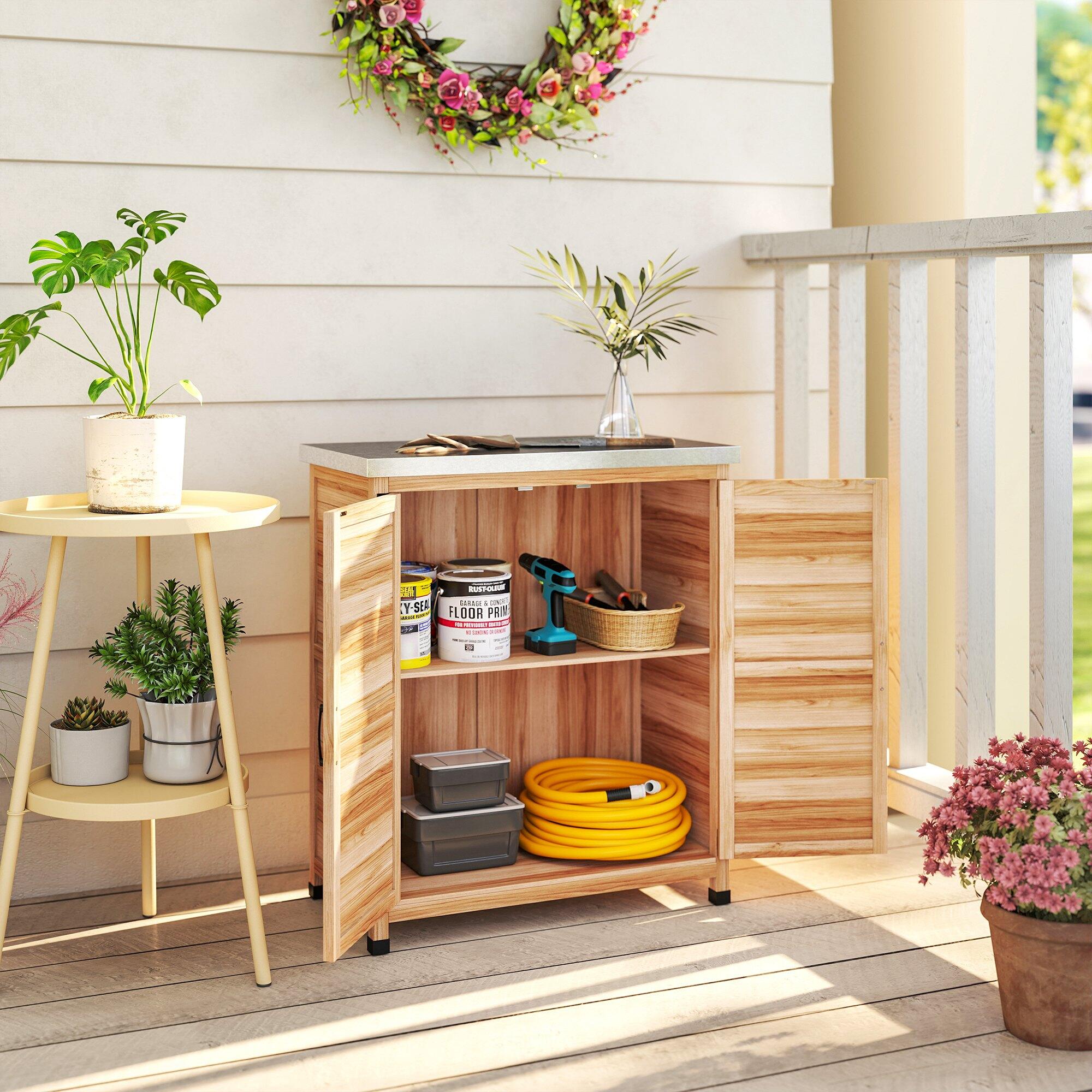 Abrigo de jardim 79x43x92 cm cor de madeira natural Outsunny 5/5